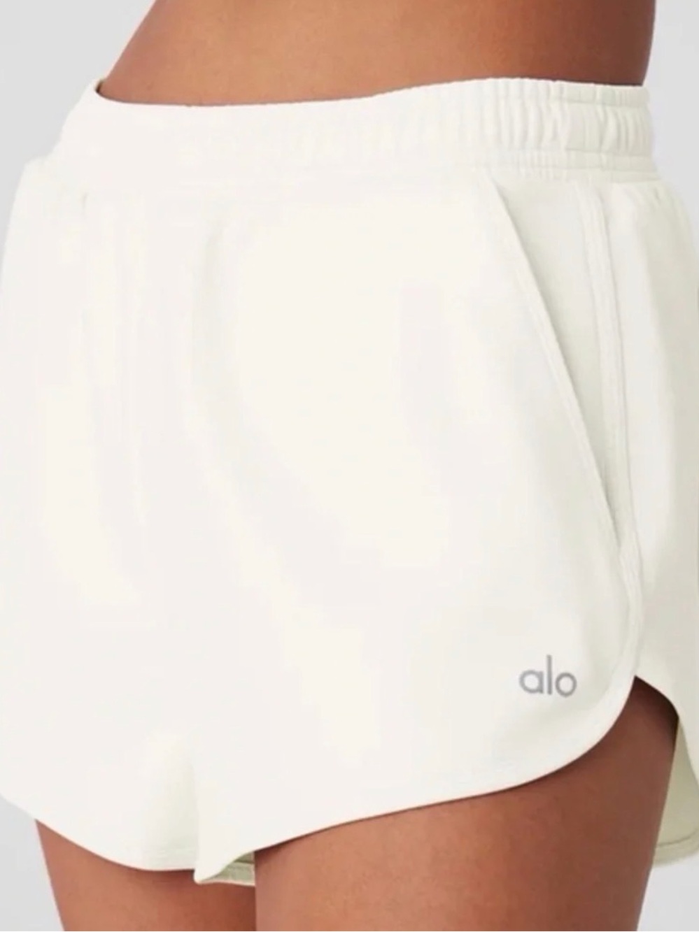 Alo Faux Leather Ivory Shorts, Small